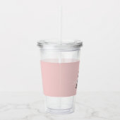 Verre En Acrylique Blush Pink Grey Modern Script Girly Monogram (Droite)