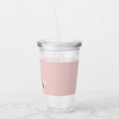 Verre En Acrylique Blush Pink Grey Modern Script Girly Monogram (Gauche)