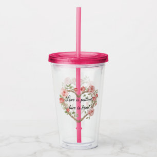 Verre En Acrylique Blush Romantic Rose Floral Coeur Amour