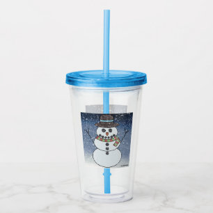 Verre En Acrylique Bonhomme de neige avec fond - Coupe en acrylique