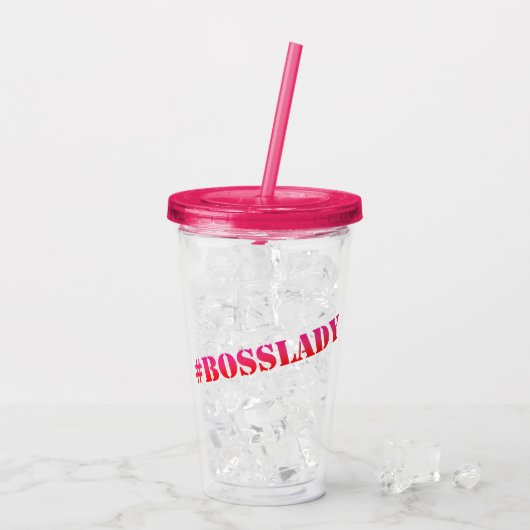 Verre En Acrylique #Bosslady - Citation Fun Girlpower (Dos glace)