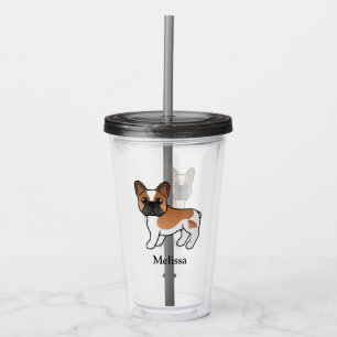 Verre En Acrylique Bouledogue Français à Taches Rouges Chien de Dessi