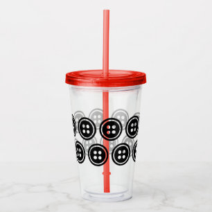 Verre En Acrylique Bouton noir personnalisé 16 oz, effacer