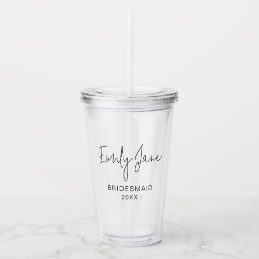 Verre En Acrylique Bridesmaid Moderne Chic Script Bridal (Devant)