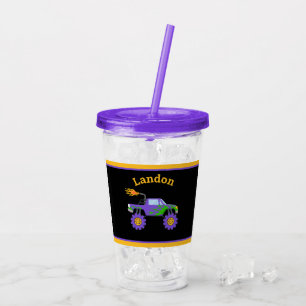 Verre En Acrylique Budget Camion Nom personnalisé Enfants pourpres