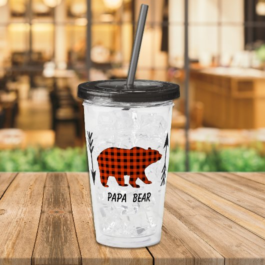 Verre En Acrylique Buffalo Plaid Papa Bear