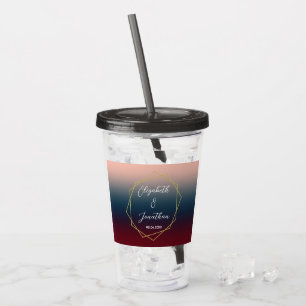 Verre En Acrylique Burgundy Navy Blush Ombre Mariage géométrique