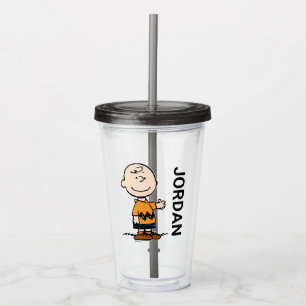Verre En Acrylique cacahuètes Charlie Brown Ajouter Votre Nom