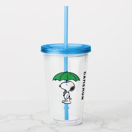 Verre En Acrylique cacahuètes | Parapluie vert Snoopy (Devant)