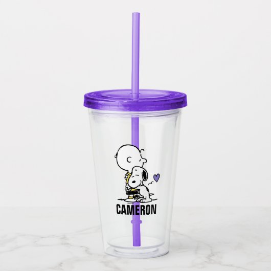 Verre En Acrylique cacahuètes | Saint Valentin | Charlie Brown & Snoo (Devant)