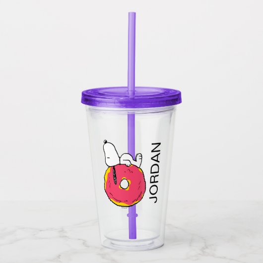 Verre En Acrylique cacahuètes | Snoopy Donut rose (Devant)