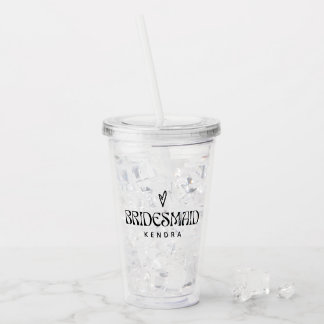 Verre En Acrylique Cadeau de demoiselle d'honneur à la typographie mo
