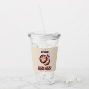 Verre En Acrylique Cafe Custom Merch Croissant Vintage Avec Lavande
