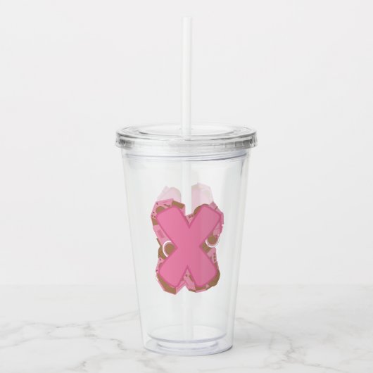 Verre En Acrylique Café Lettre X : Monogramme Initiale (Devant)