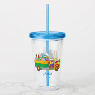 Verre En Acrylique Camion de livraison de lapin de Pâques Nom personn
