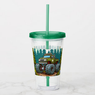 Verre En Acrylique Camion Monster Vert dans la forêt