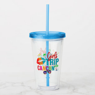 Verre En Acrylique Cancun Mexique Girls Trip Colorful Vacances