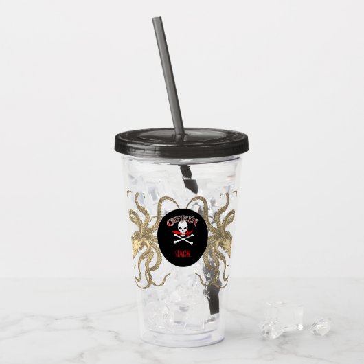 Verre En Acrylique Capitaine Pirate Personnalisé (Devant glace)
