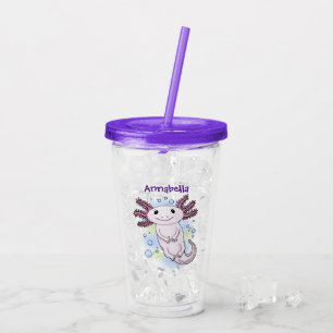 Verre En Acrylique Caricature axolotl rose adorable