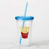 Verre En Acrylique Caricature de frites Cute kawaii fast food (Dos)
