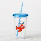 Verre En Acrylique Caricature de vol d'avion rouge mignon (Dos)