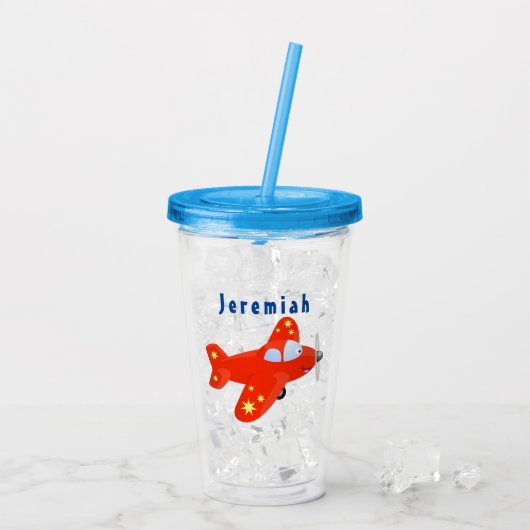 Verre En Acrylique Caricature de vol d'avion rouge mignon (Dos glace)