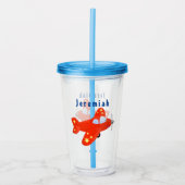 Verre En Acrylique Caricature de vol d'avion rouge mignon (Devant)