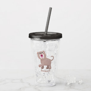 Verre En Acrylique Caricature du tigre mignon Saber Toothed Smilodon