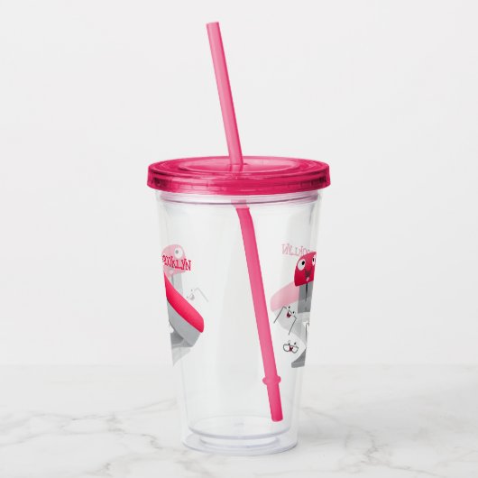 Verre En Acrylique Caricature en agrafeuse rouge pâle (Gauche)