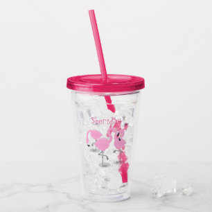 Verre En Acrylique Caricature en trio flamand rose mou