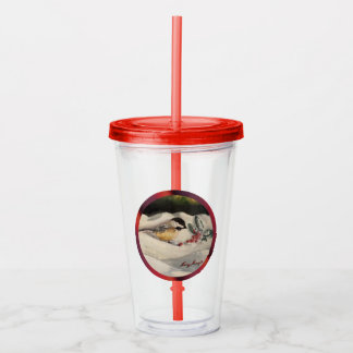 Verre En Acrylique Carol la mésange avec du gui