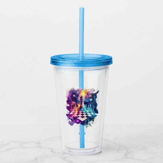 Verre En Acrylique Carte d'échecs aquarelle (Devant)