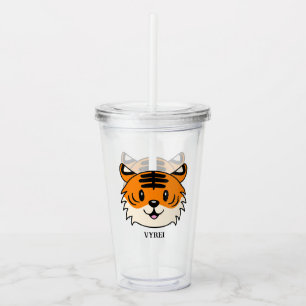 Verre En Acrylique Carton doux et souriant tigre