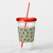 Verre En Acrylique Cerises Et Fleurs (Dos)