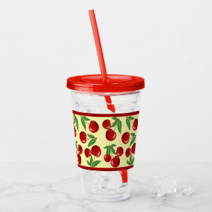 Verre En Acrylique Cerises rouges partout sur Motif personnalisable
