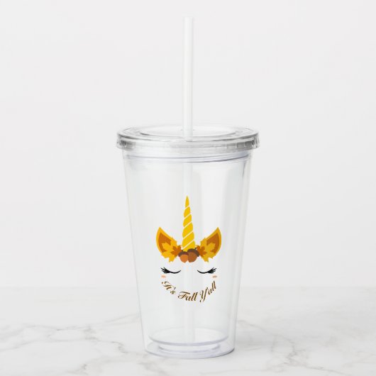 Verre En Acrylique C'est Automne Y'all Automne Unicorn Plastic Cup & (Devant)