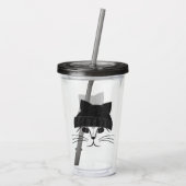 Verre En Acrylique Chat Hipster portant un Casquette laineux (Dos)