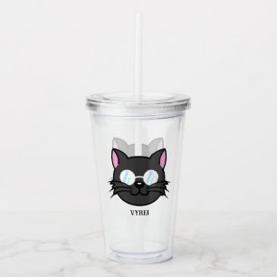 Verre En Acrylique Chat noir Chat noir Chat gris Chat portant des lun
