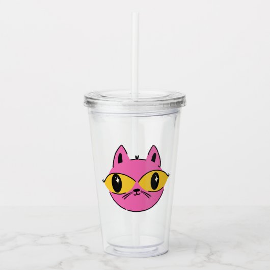 Verre En Acrylique Chat Rétro (Devant)