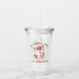 Verre En Acrylique Chat Unicorne mignonne avec crème glacée Funny P