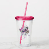 Verre En Acrylique Chaton mignon d'aquarelle (Dos)