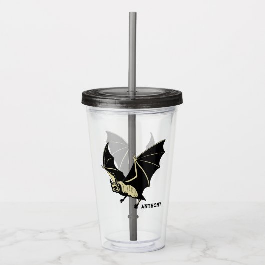 Verre En Acrylique Chauve-souris noire volante personnalisée (Devant)