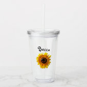 Verre En Acrylique Cheerful Yellow Sunflower with Bee Personalized (Devant)