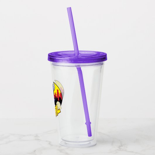 Verre En Acrylique Chibi Batgirl avec Gotham Skyline & Logo (Gauche)