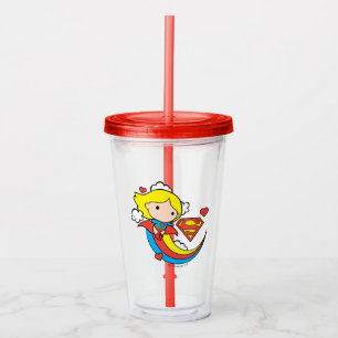 Verre En Acrylique Chibi Supergirl Flying Rainbow