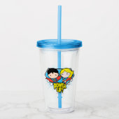 Verre En Acrylique Chibi Superman & Chibi Supergirl Power Up! (Devant)