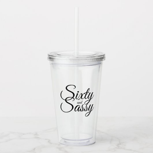 Verre En Acrylique Chic Black Script Sixty Sassy 60e anniversaire (Devant)