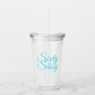 Verre En Acrylique Chic Bright Blue Script Sixty Sassy 60e anniversai