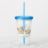 Verre En Acrylique Chien angélique et chat sur Cloud (Devant)