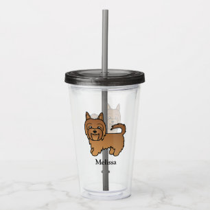 Verre En Acrylique Chien de dessin animé Terrier Australien rouge & n